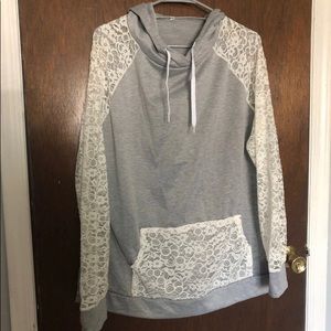 Gray laced arm hoodie